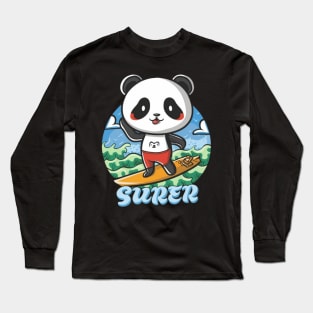 Cute Panda Surfer Long Sleeve T-Shirt